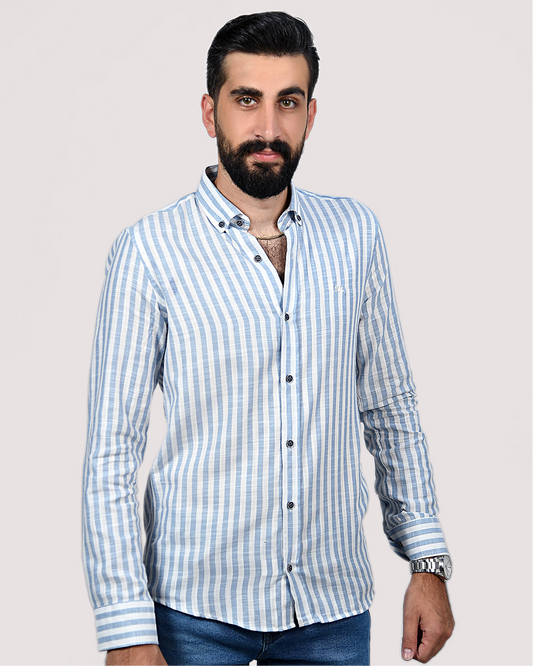 2H Blue Striped Linen Shirt