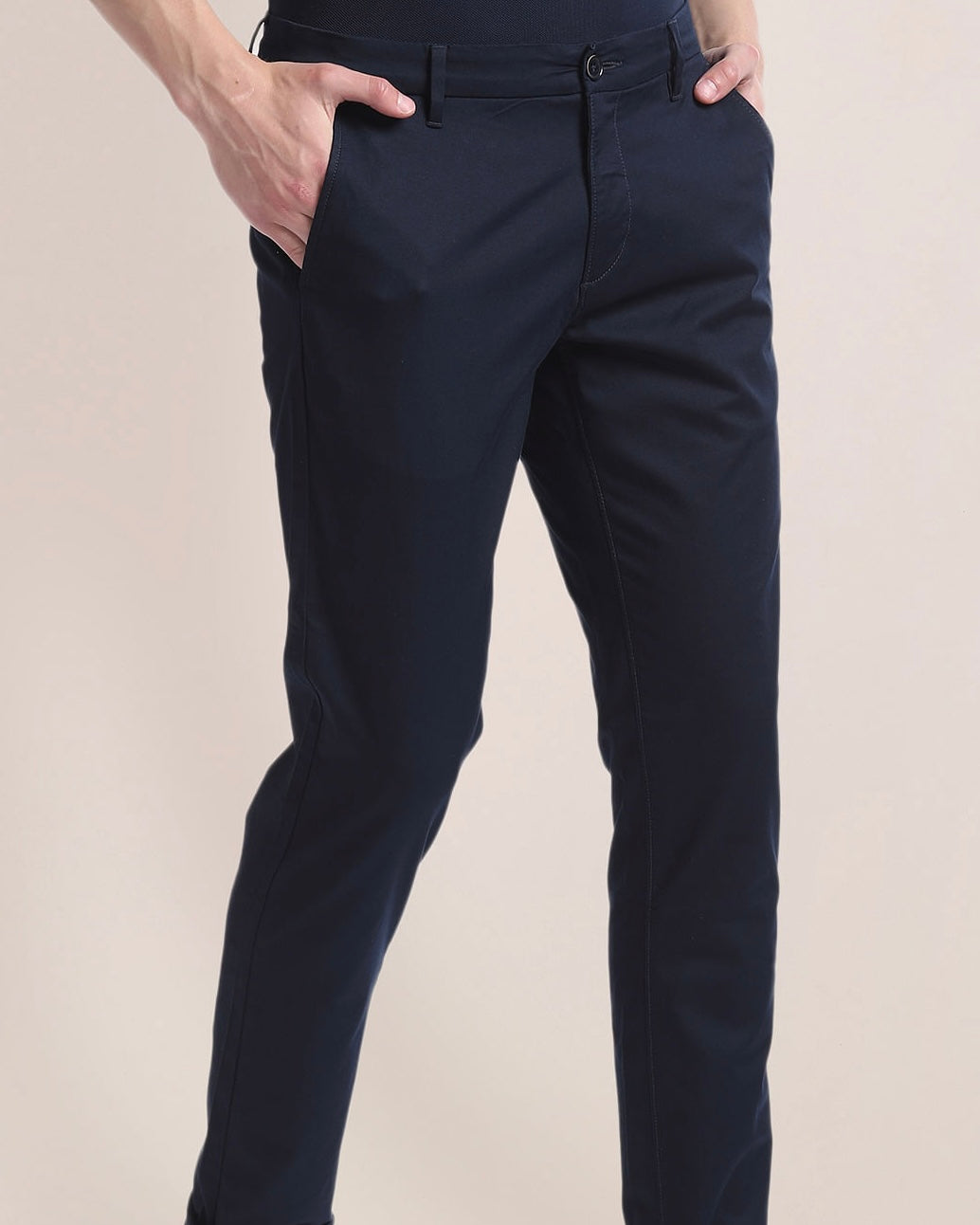 2H #250923 Navy Embossed Chinos Pant