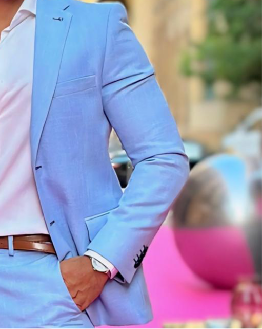 2H Light Blue Casual Suit 2 Pieces