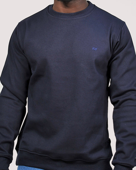 2H #9342 Navy Round Neck Sweater