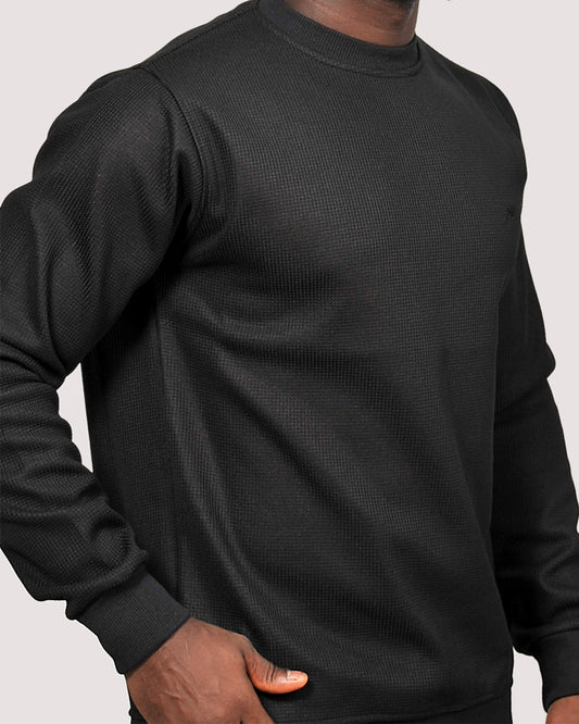 2H #9343 - 9347 Black Pure Cotton Round Neck Sweater