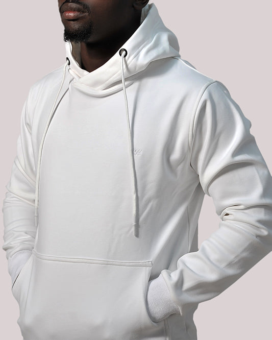 2H #9338 White Men Sweater Plain Warm Hoodie