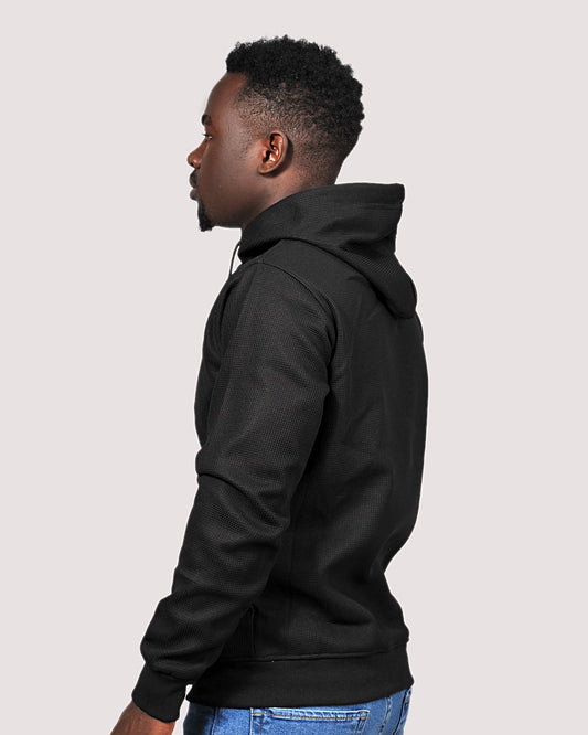 2H #9339 Black Men Sweater Embossed Hoodie