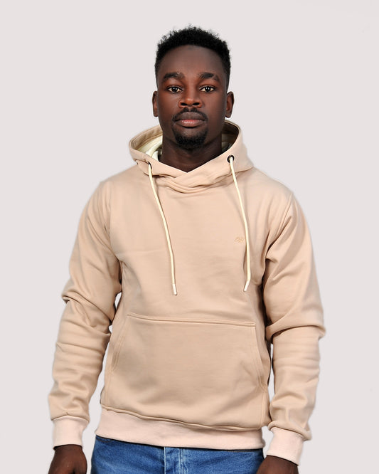 2H #9338 Beige Men Sweater Plain Warm Hoodie