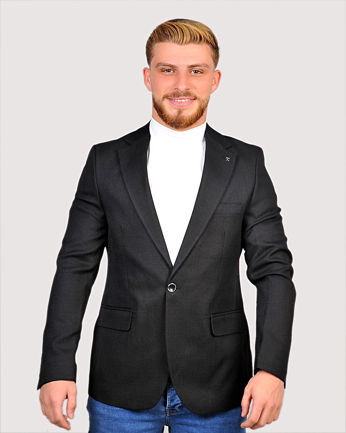 2H #24-01 Black Tweed One Button Blazer