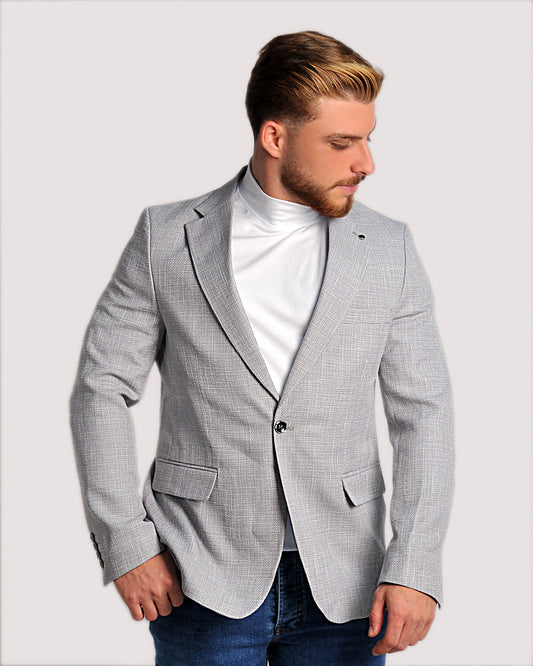 2H #24-01 Gray Tweed One Button Blazer