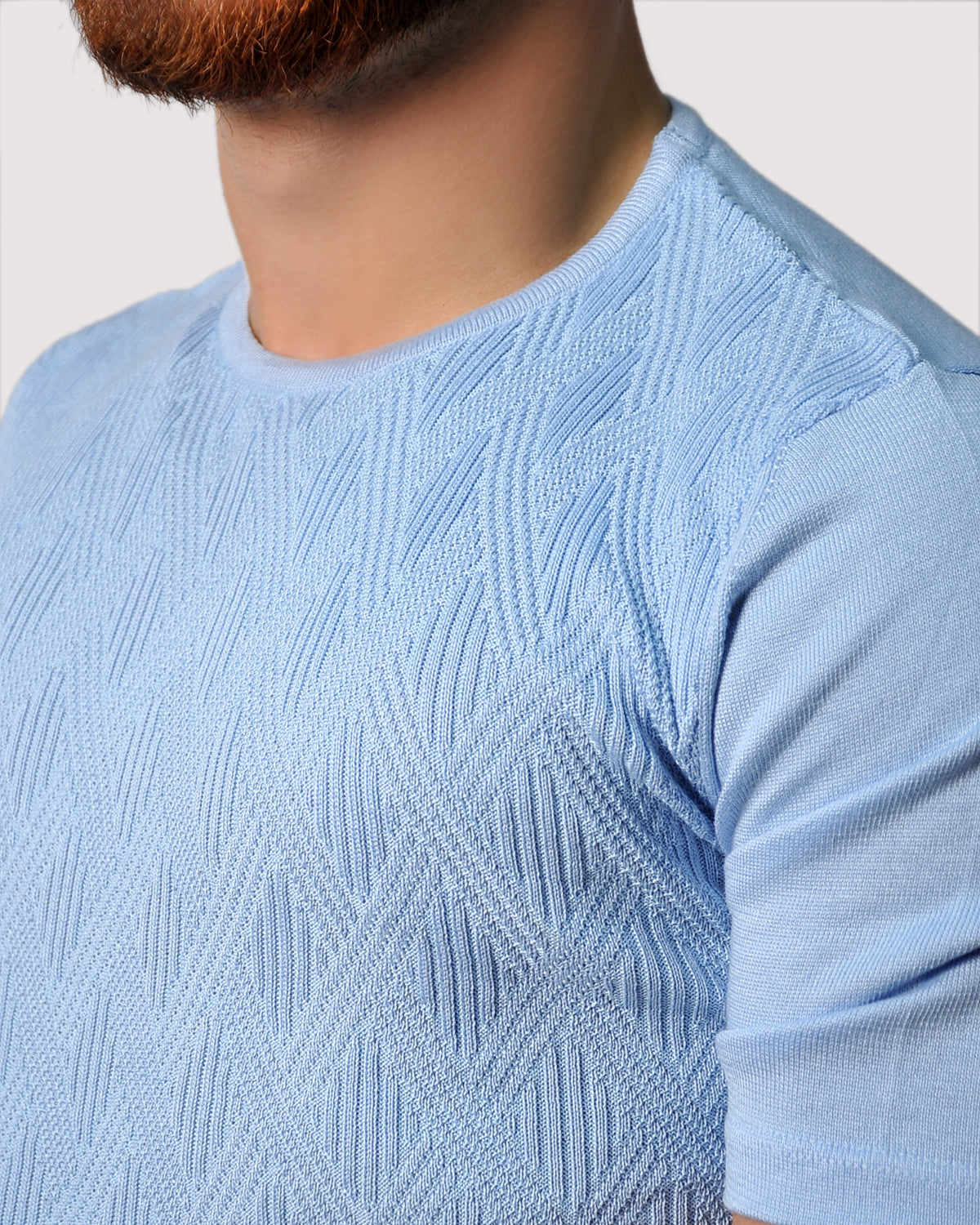 2H #69508-30 Light Blue Knitted T-Shirt