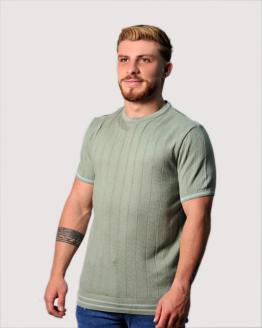 2H #39750-30 Olive Green Knitted T-Shirt