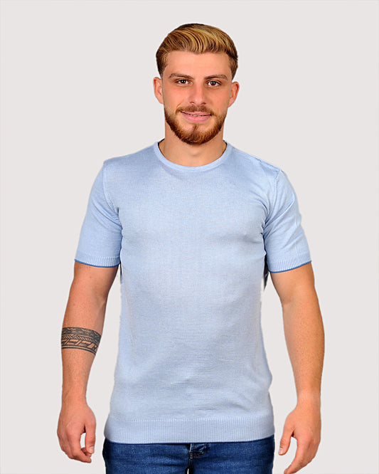 2H #39553-30 Blue Knitted T-Shirt