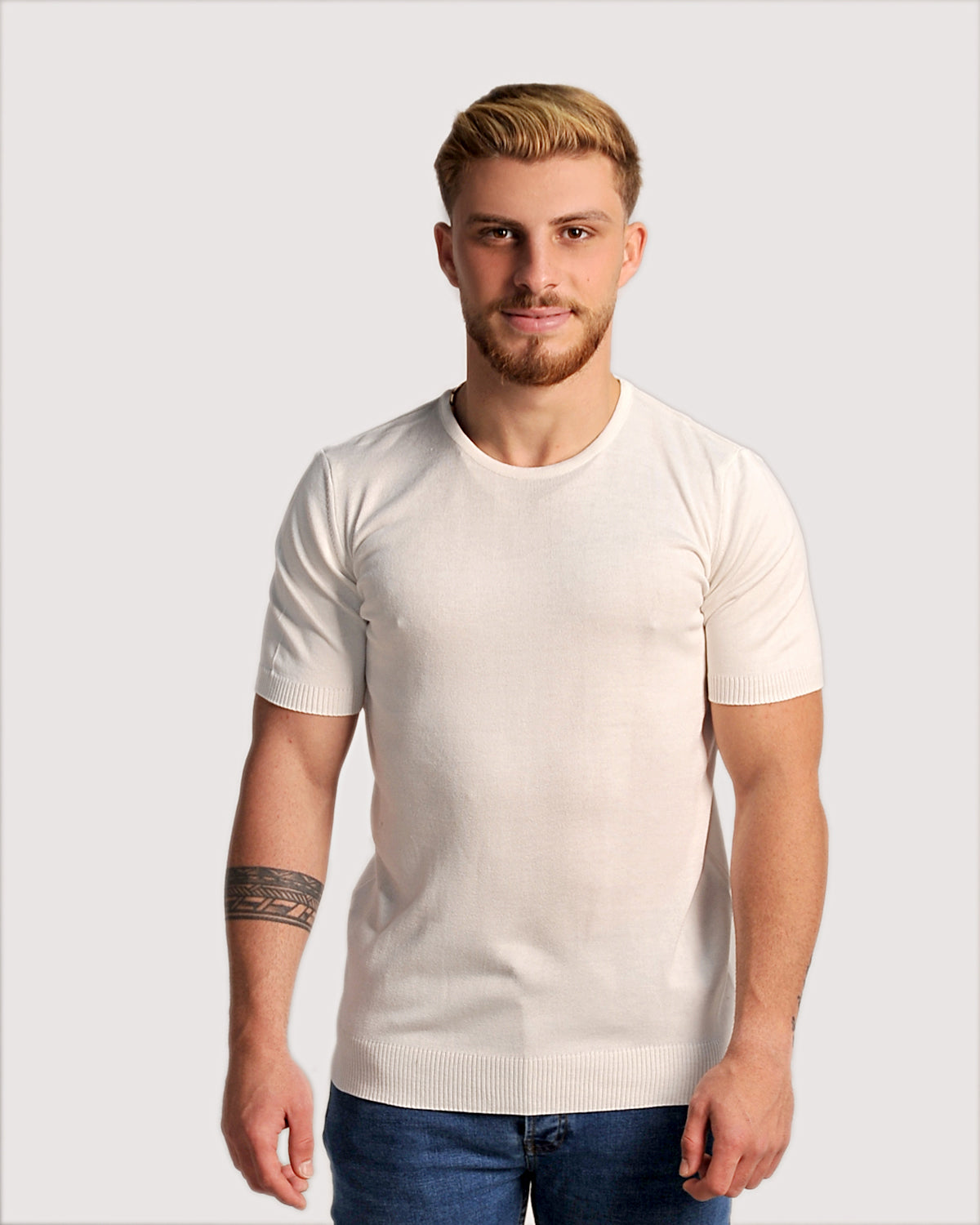 2H #39553-30 White Knitted T-Shirt