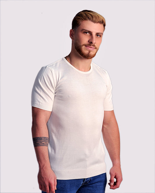 2H #39553-30 White Knitted T-Shirt