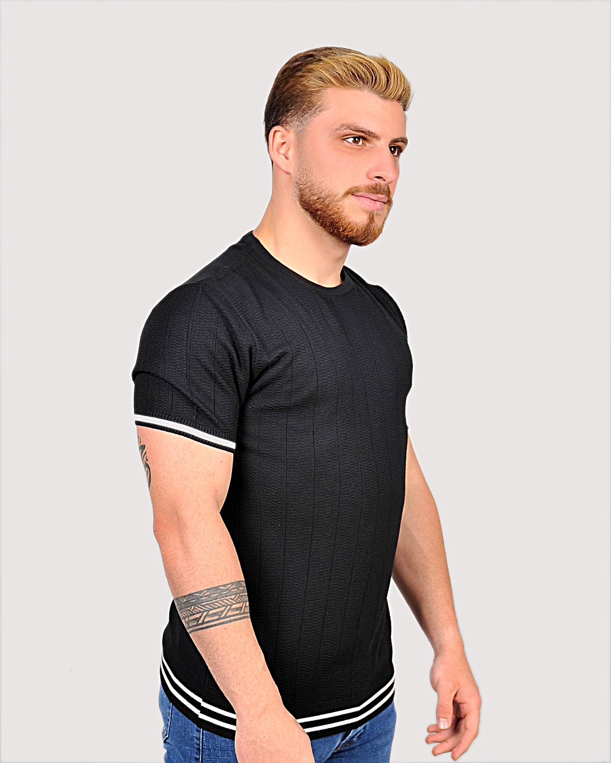 2H #39750-30 Black Knitted T-Shirt