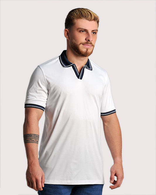 2H #12629 White Mercerized Cotton Polo T-Shirt