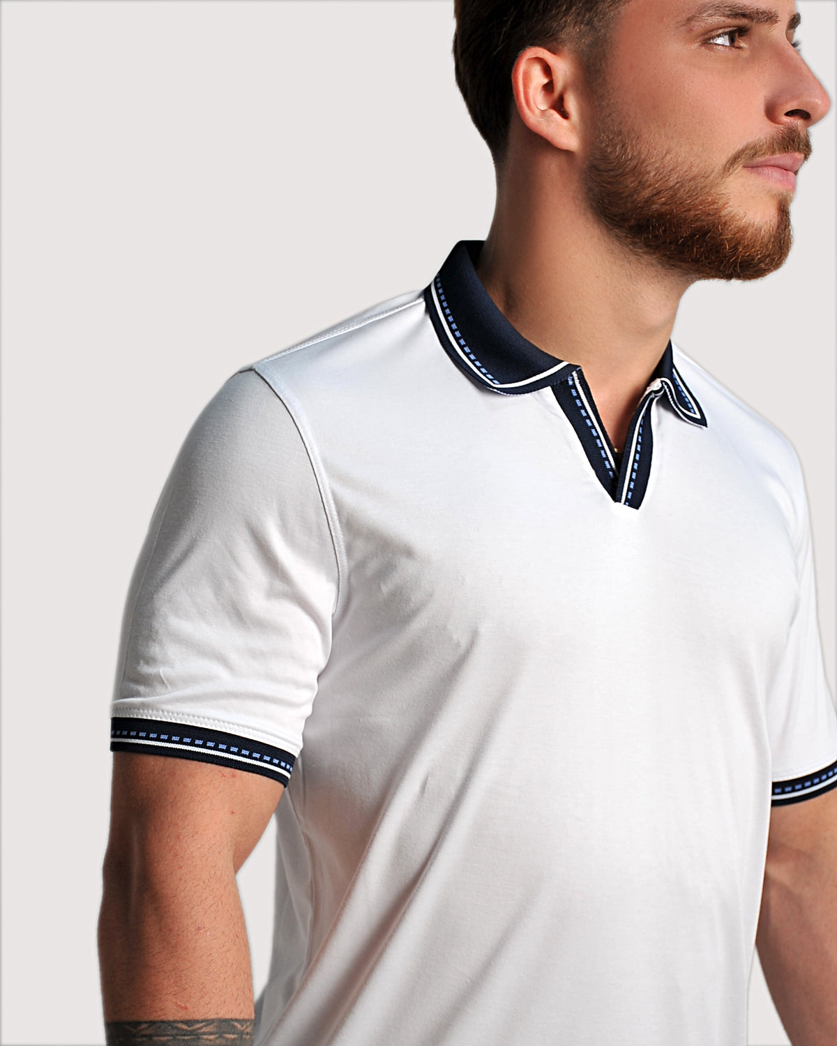 2H #12629 White Mercerized Cotton Polo T-Shirt