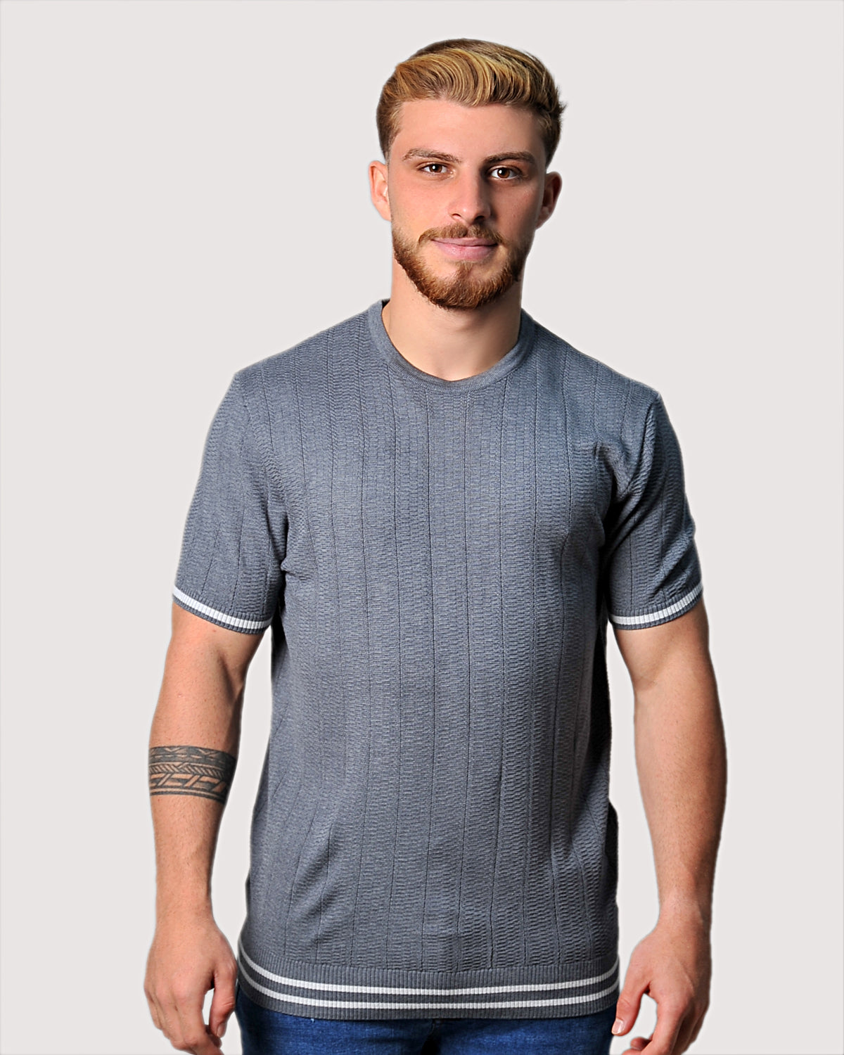 2H #39750-30 Gray Knitted T-Shirt