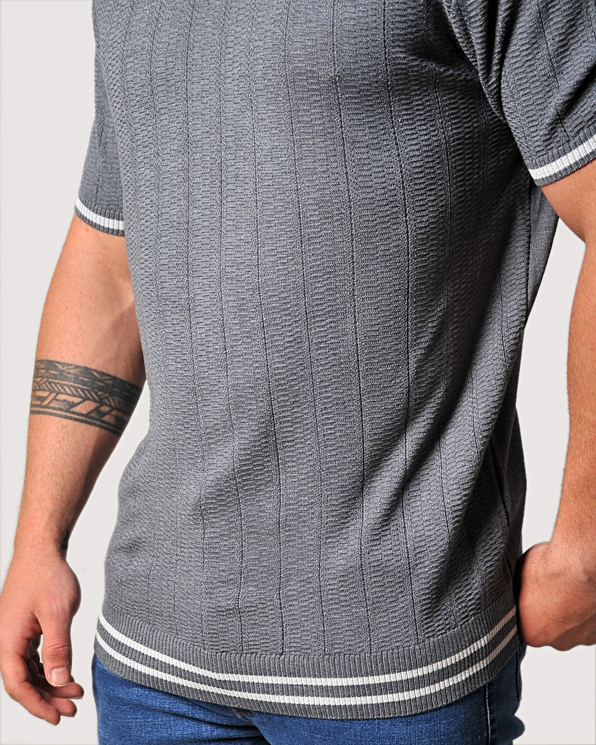 2H #39750-30 Gray Knitted T-Shirt