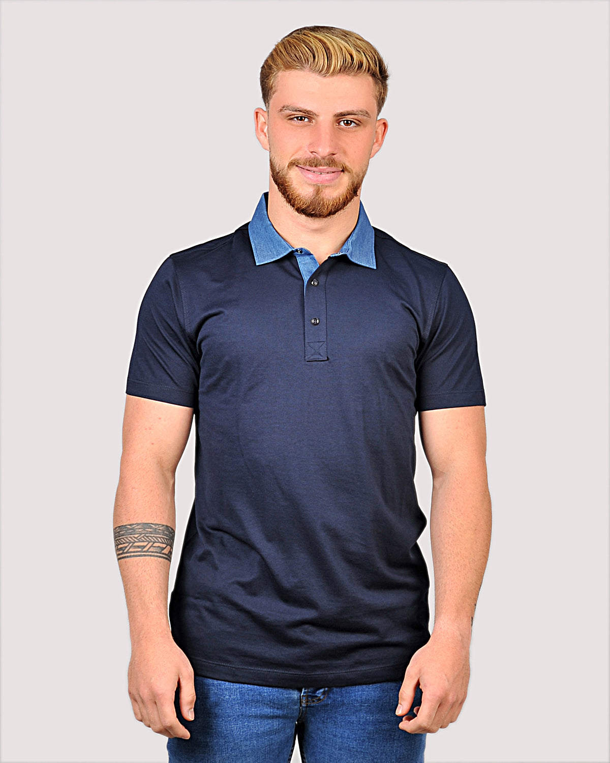 2H #12504 Navy Mercerized Cotton Polo T-Shirt