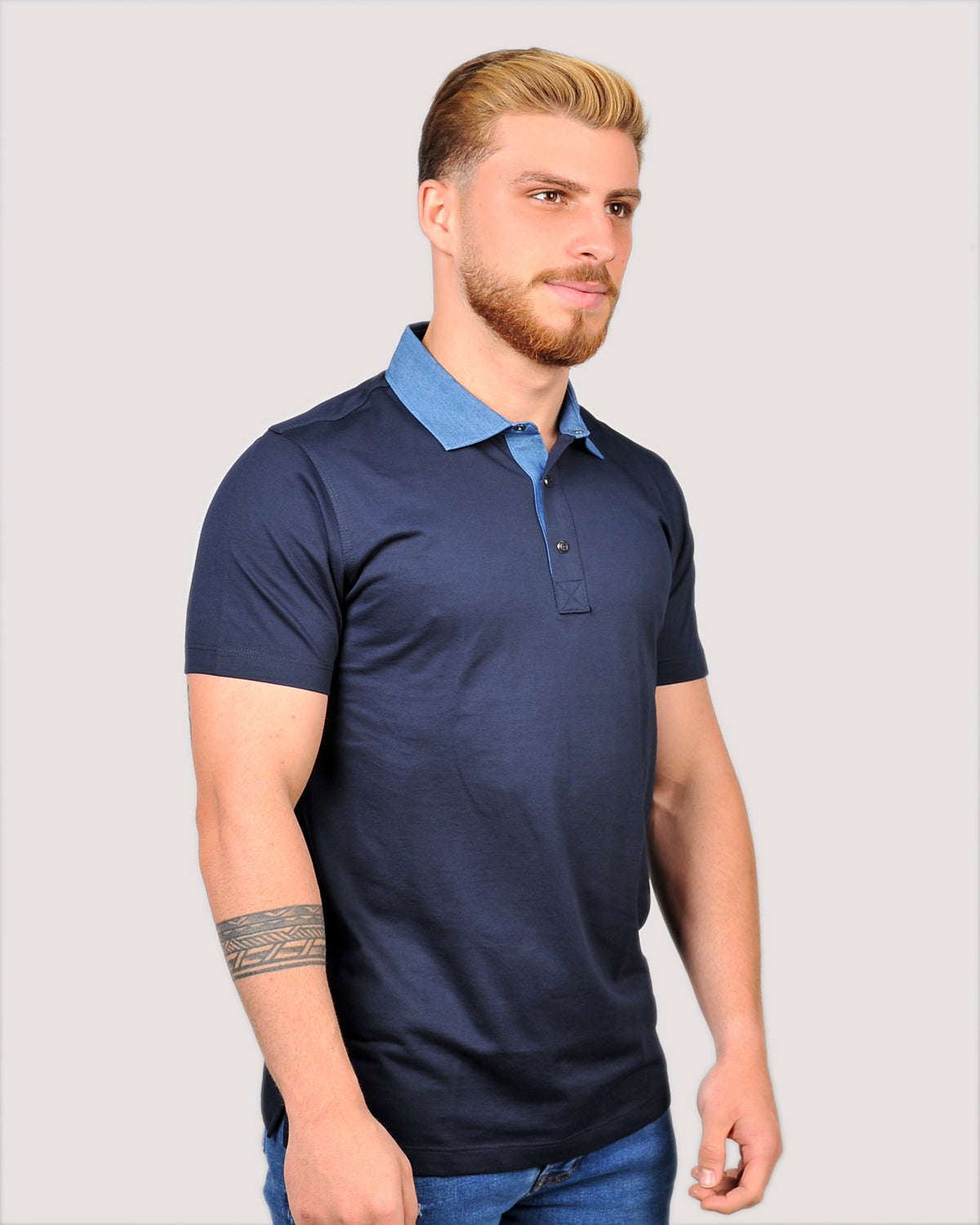 2H #12504 Navy Mercerized Cotton Polo T-Shirt