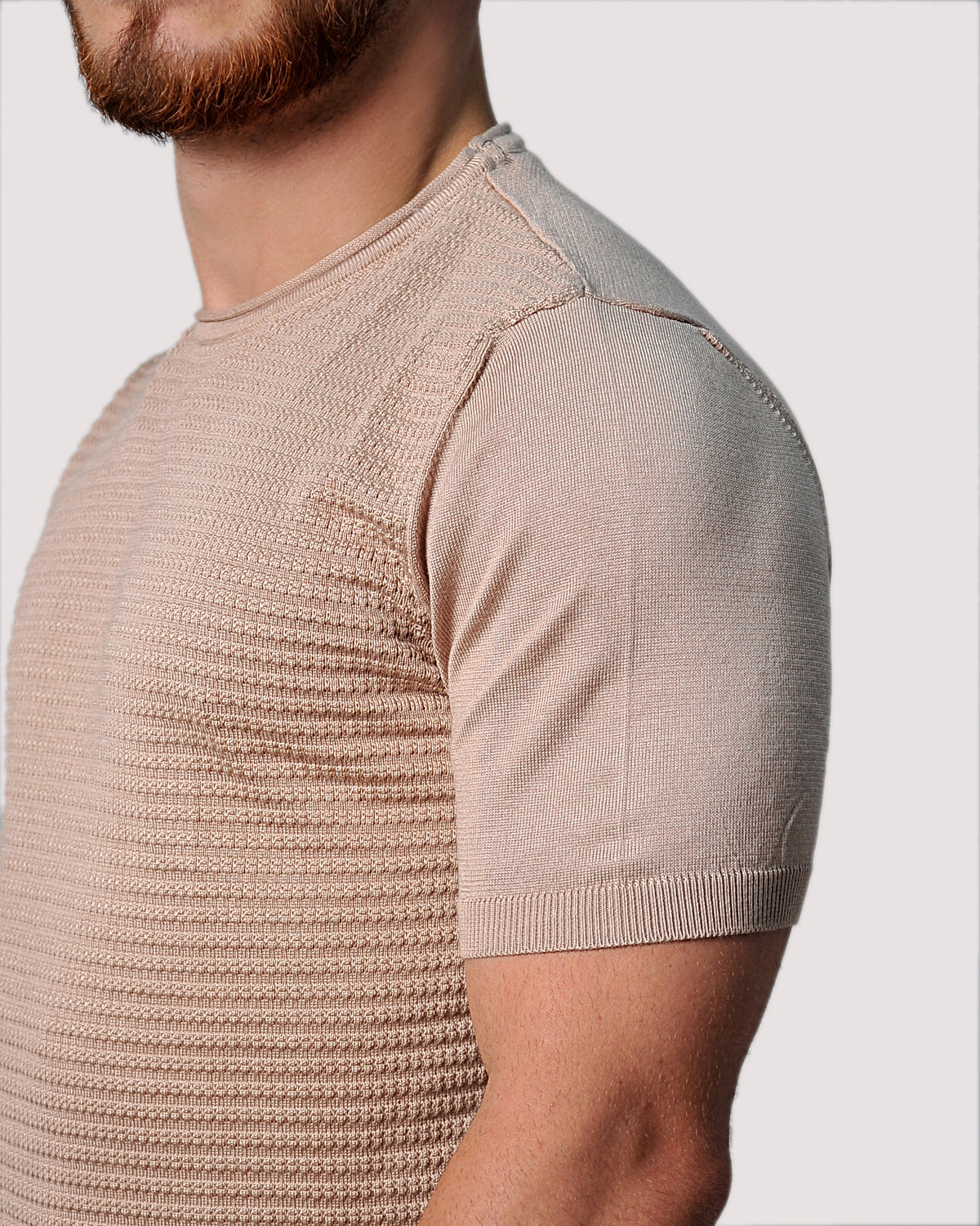 2H #39563-30 Beige Knitted T-Shirt