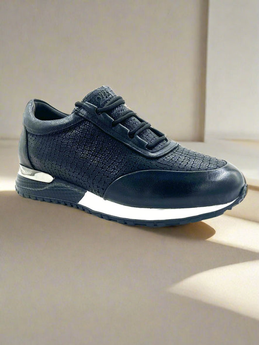 2H #S8031-481 Genuine Leather Black Casual Shoes