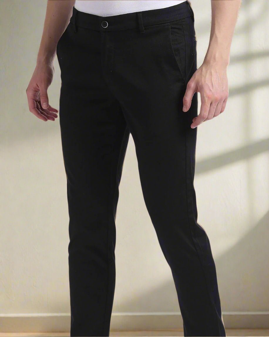 2H #250923 Black Embossed Chinos Pant