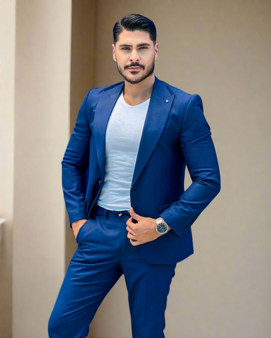 2H #547-6 Blue Casual Suit 2 Pieces