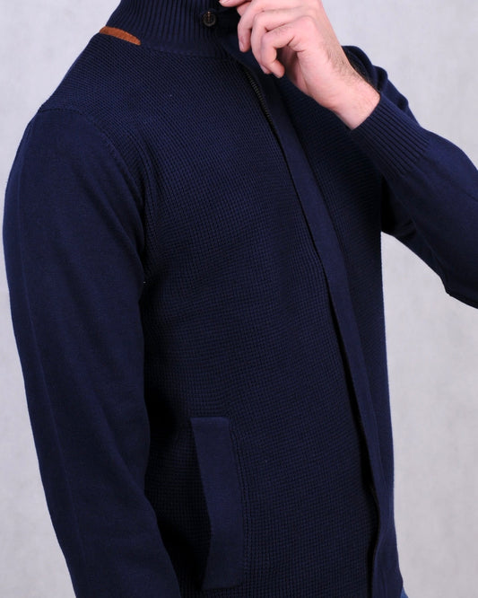 2H #46034 Navy Cardigan Pure Cotton Sweater