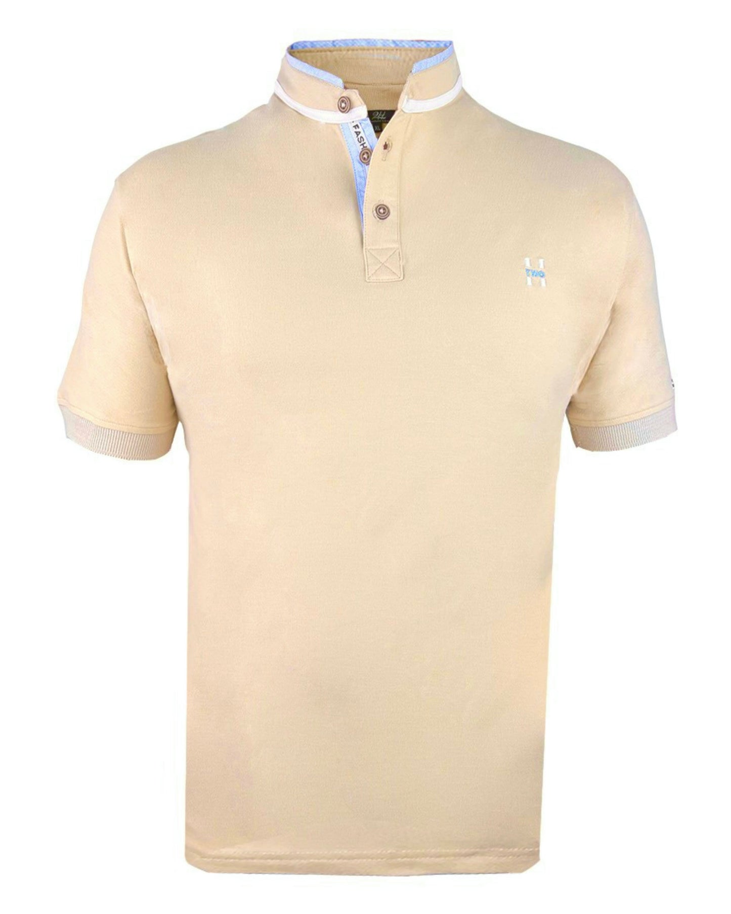 2H #77041 Beige Stand Up Collar T-shirt