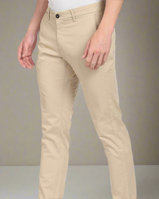 2H Plain Light Beige Chinos Pant