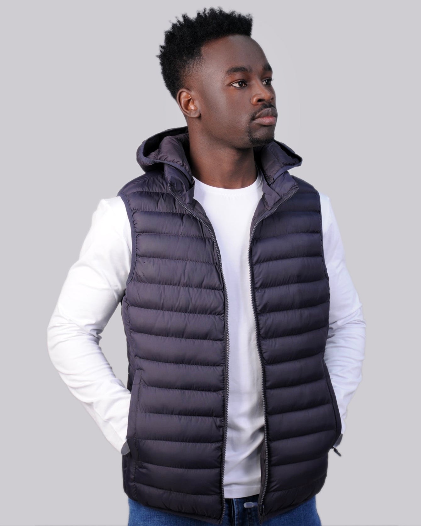 2H Navy Puffer Lightweight Gilet