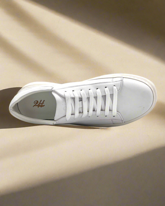 2H #S8104-113 Genuine Leather White Casual Shoes