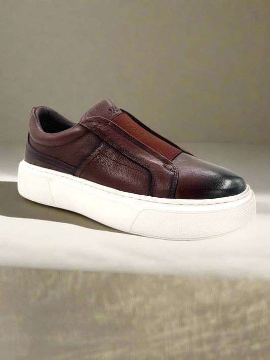 2H #S8104-99 Genuine Leather Brown Casual Shoes