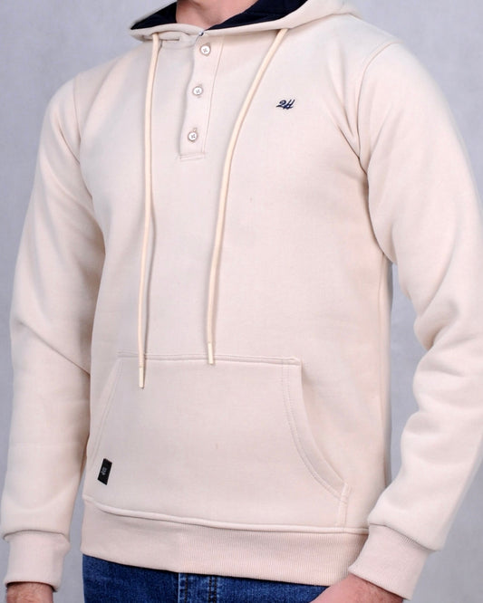 2H #6318 Beige Men Sweater Cotton Hoodie