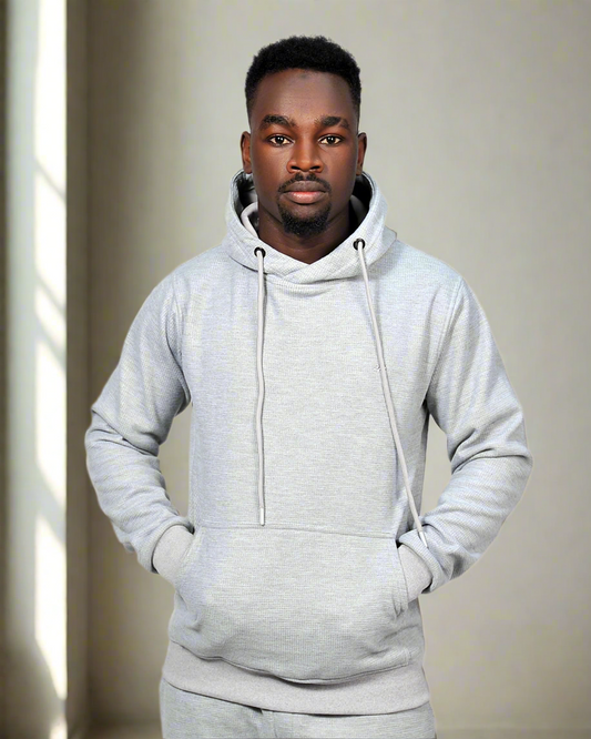 2H #9339 Gray Men Sweater Embossed Hoodie