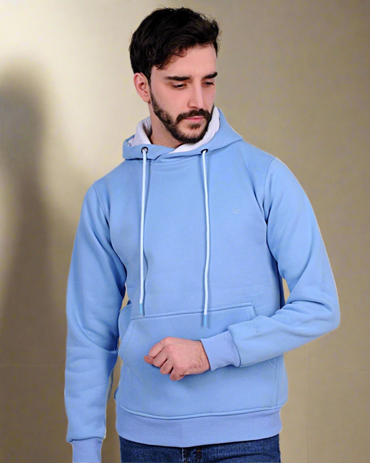 2H #Light Blue White Men Sweater Cotton Hoodie