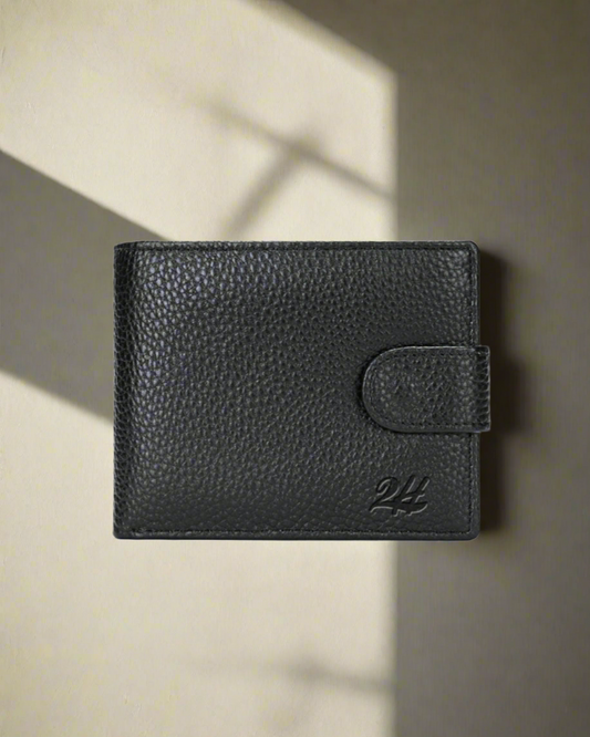 2H #1067 Black Genuine Leather Wallet