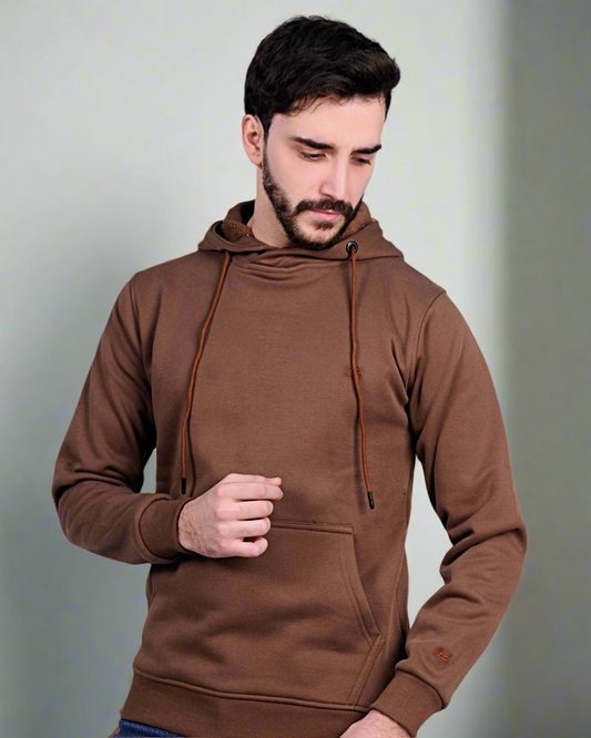 2H #Brown White Men Sweater Cotton Hoodie