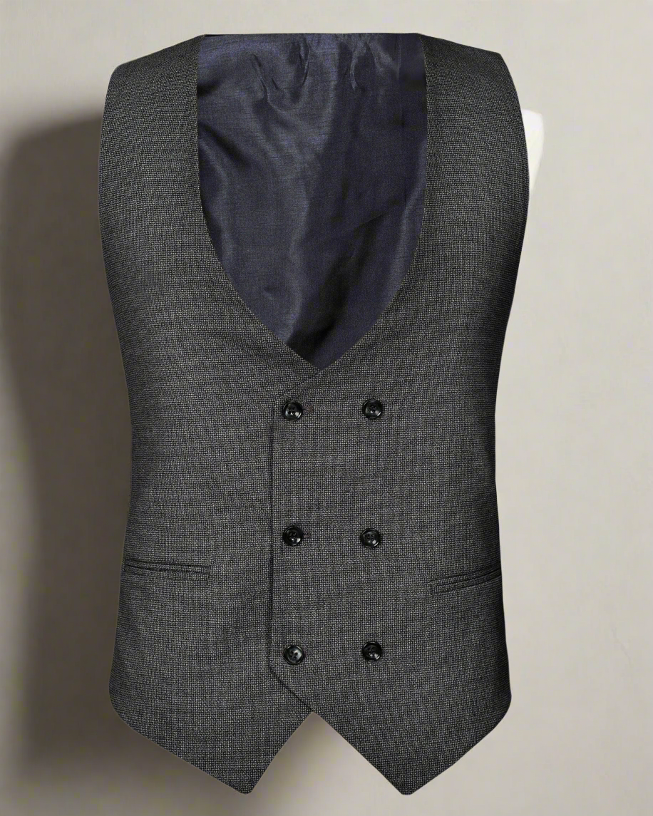 2H Dark Gray plaid Fabric Vest