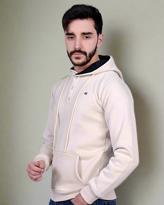 2H #6318 Beige Men Sweater Cotton Hoodie