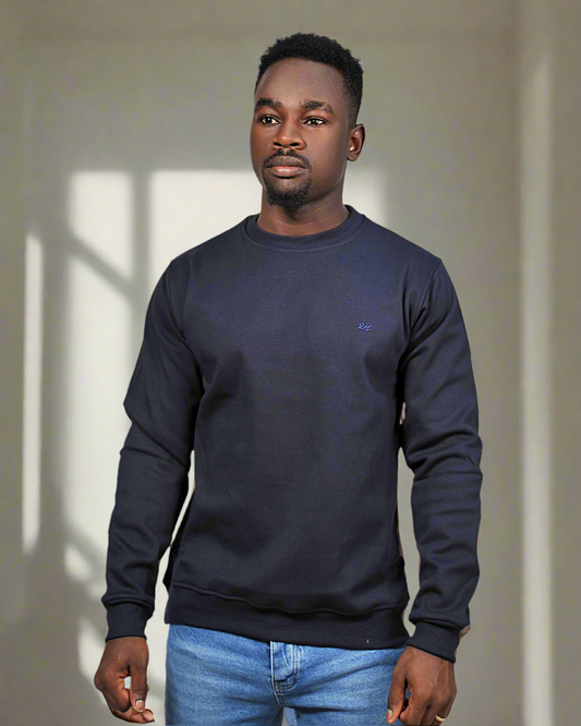 2H #9342 Navy Round Neck Sweater