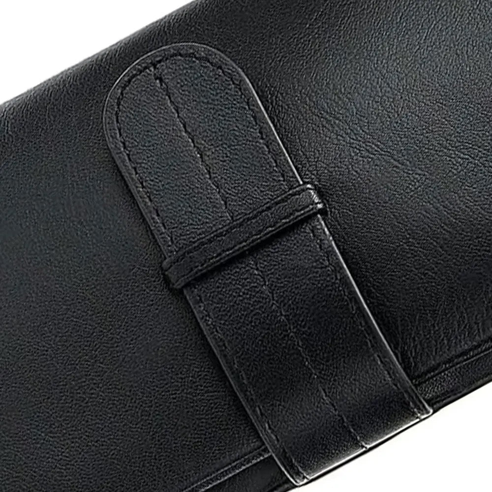 2H #6018 Black Genuine leather long wallet