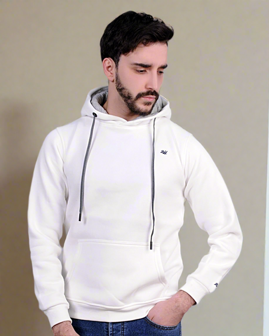 2H White Men Sweater Plain Warm Hoodie