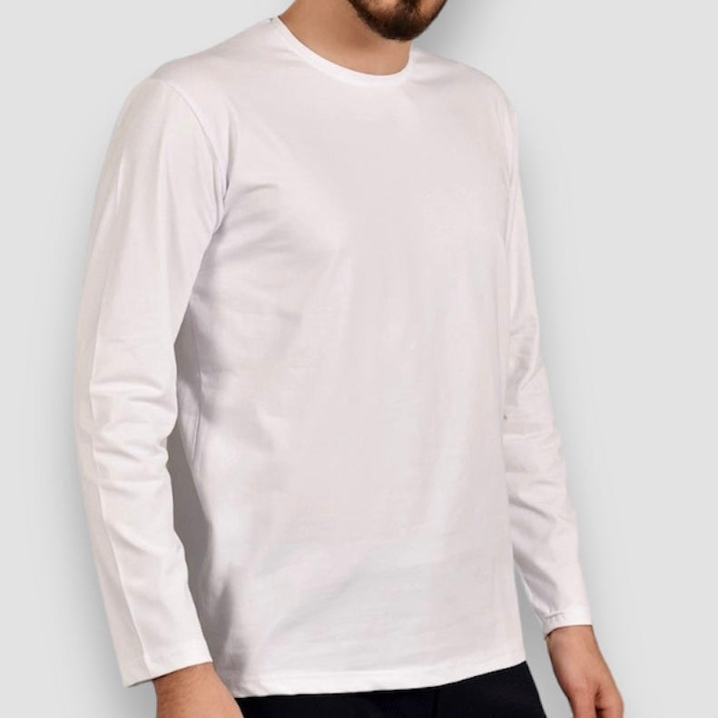 2H White Round-Neck Long Sleeve Sweater