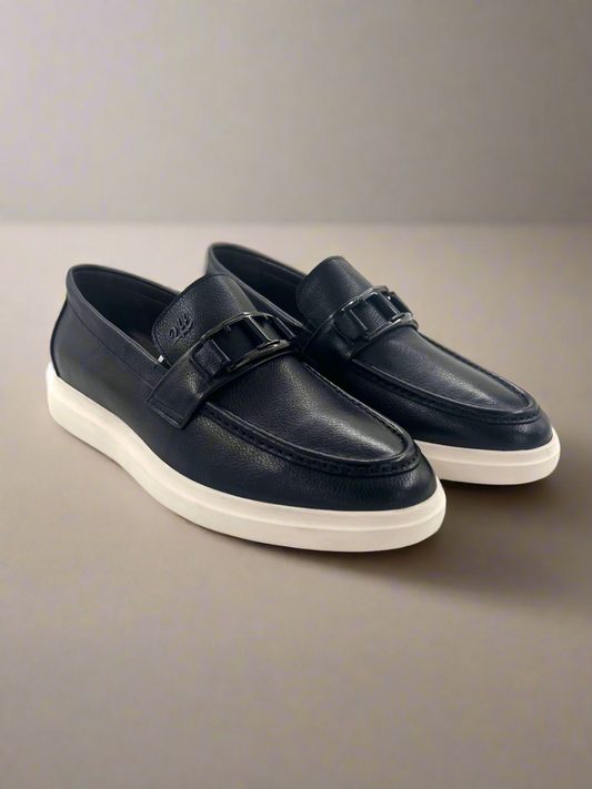 2H #22 Genuine Leather Black Casual Shoes