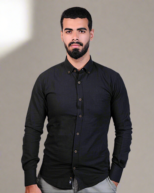 2H Black linen Shirt