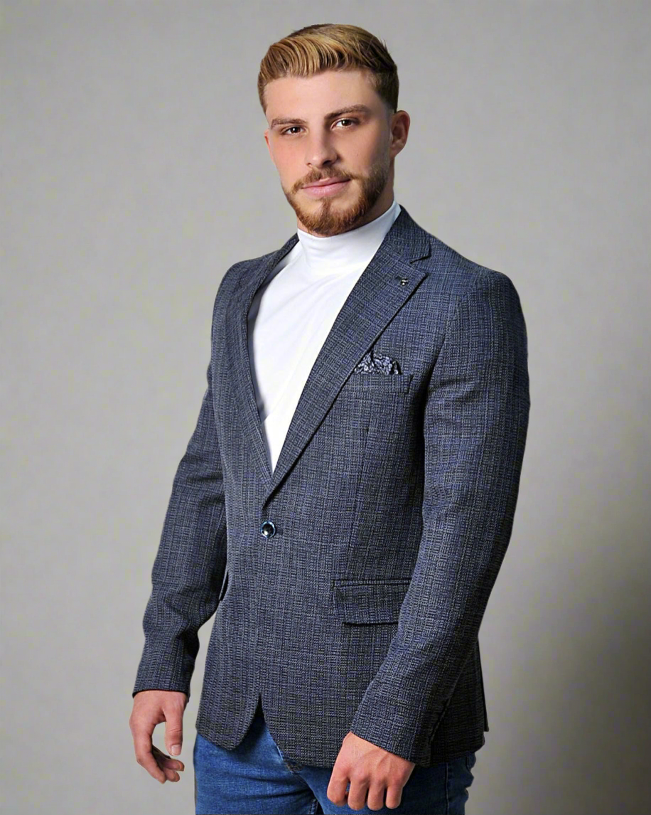 2H #24-01 Petroleum Tweed One Button Blazer