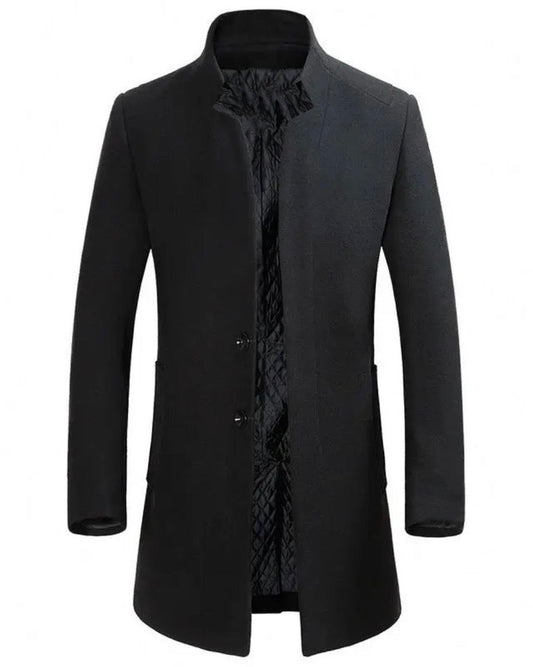 2H Black High Neck Coat Jacket