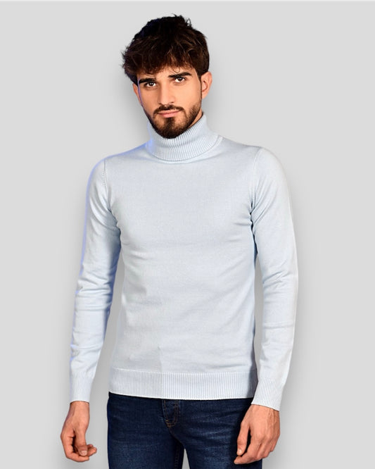 2H #46032 Light Blue High Neck Sweater