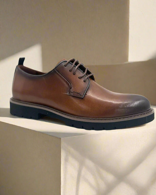 2H #006 Genuine Leather Brown Classic Shoes