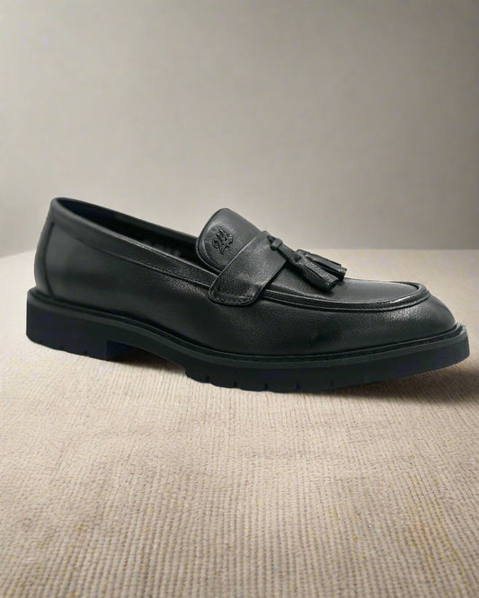 2H #003 Genuine Leather Black Classic Shoes